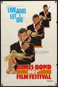 1w483 JAMES BOND 007 FILM FESTIVAL style A 1sh '76 art of Roger Moore as 007 w/sexy girl!