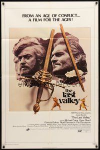 1w515 LAST VALLEY style B 1sh '71 James Clavell, Michael Caine, cool art by Isadore Gettzer!