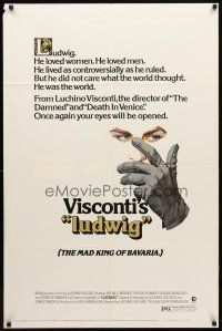1w533 LUDWIG 1sh '73 Luchino Visconti, artwork of Helmut Berger as the Mad King of Bavaria!