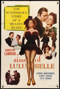 1w534 LULU BELLE 1sh R53 full-length art of sexy Dorothy Lamour & with George Montgomery!