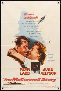 1w562 McCONNELL STORY 1sh '55 Alan Ladd, June Allyson, James Whitmore!