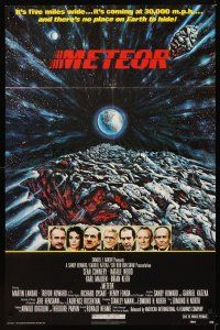 1w565 METEOR 1sh '79 Sean Connery, Natalie Wood, cool sci-fi artwork by T. Beaurais!