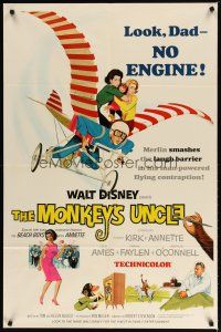 1w575 MONKEY'S UNCLE 1sh '65 Walt Disney, Annette Funnicello flying with ape!