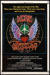 1w578 MORE AMERICAN GRAFFITI style A 1sh '79 cool psychedelic art, Ron Howard & Paul Le Mat!