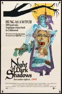 1w594 NIGHT OF DARK SHADOWS 1sh '71 wild freaky art of the woman hung as a witch 200 years ago!