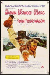 1w630 PAINT YOUR WAGON int'l 1sh '69 art of Clint Eastwood, Lee Marvin & pretty Jean Seberg!