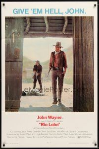1w680 RIO LOBO 1sh '71 Howard Hawks, Give 'em Hell, John Wayne, great cowboy image!