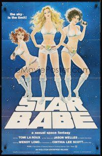 1w765 STAR BABE 1sh '77 a sexual space fantasy, art of sexy sci-fi girls by N. Villagran!