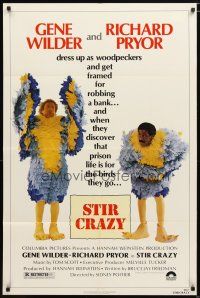 1w779 STIR CRAZY 1sh '80 Gene Wilder & Richard Pryor in chicken suits, directed by Sidney Poitier!