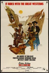 1w833 TAKE A HARD RIDE style A 1sh '75 cool Rogers art of Jim Brown, Lee Van Cleef & Fred Williamson