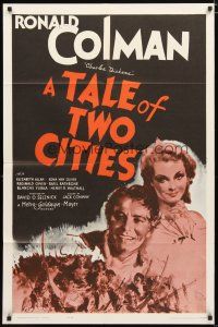 1w837 TALE OF TWO CITIES 1sh R62 Ronald Colman, Elizabeth Allan, written by Charles Dickens!