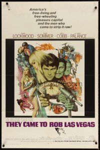 1w866 THEY CAME TO ROB LAS VEGAS 1sh '68 Gary Lockwood, cool artwork including roulette wheel!