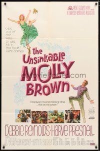 1w922 UNSINKABLE MOLLY BROWN 1sh '64 Debbie Reynolds, get out of the way or hit in the heart!