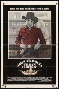 1w925 URBAN COWBOY 1sh '80 great image of John Travolta in cowboy hat with Lone Star beer!