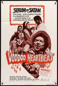 1w942 VOODOO HEARTBEAT 1sh '72 Ray Molina, wacky serum of Satan, unleashed to kill!