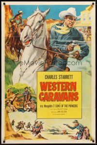 1w954 CHARLES STARRETT stock 1sh '52 art of Charles Starrett by Glen Cravath, Western Caravans!