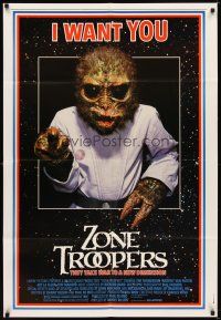 1w999 ZONE TROOPERS 1sh '85 Uncle Sam-like alien, parody of James Montgomery Flagg's I Want You!