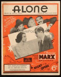 1y043 NIGHT AT THE OPERA English sheet music '35 Marx Bros, Allan Jones & Kitty Carlisle, Alone!