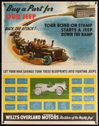 1y009 BUY A PART FOR OUR JEEP 35x45 WWII war poster '40s your bond or stamp puts one down the ramp!