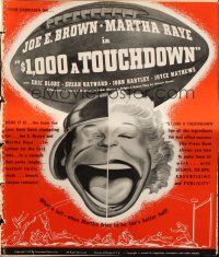 1y505 $1,000 A TOUCHDOWN pressbook '39 best different art of Joe E. Brown & Martha Raye, football!