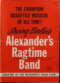1y533 ALEXANDER'S RAGTIME BAND pressbook R47 Tyrone Power, Alice Faye & Don Ameche, Irving Berlin