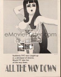 1y542 ALL THE WAY DOWN pressbook '68 she was caught up in a whirlpool of desires, sexy art!