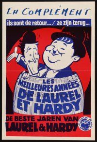 1z522 BEST OF LAUREL & HARDY Belgian '69 great artwork image of Stan & Oliver in barrel!