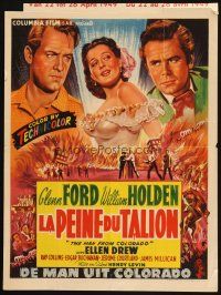 1z648 MAN FROM COLORADO Belgian '48 sexy Ellen Drew is caught between Glenn Ford & William Holden!