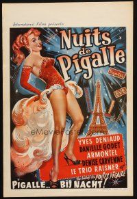 1z668 NUITS DE PIGALLE Belgian '59 cool artwork of sexy showgirl in Paris!