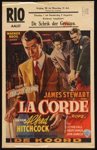 1z694 ROPE Belgian '48 great art of James Stewart holding the rope, Alfred Hitchcock classic!