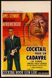 1z695 ROPE Belgian R60s cool art of James Stewart & director Alfred Hitchcock shown!