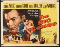 1z040 BIG COMBO style B 1/2sh '55 art of Cornel Wilde & sexy Jean Wallace, classic film noir!