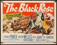 1z047 BLACK ROSE 1/2sh '50 great action artwork of Tyrone Power & Orson Welles!