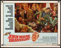 1z060 BRANNIGAN 1/2sh '75 great Robert McGinnis art of fighting John Wayne in England!