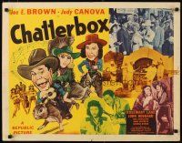 1z081 CHATTERBOX style B 1/2sh '43 cartoon art of cowboy Joe E. Brown & cowgirl Judy Canova!