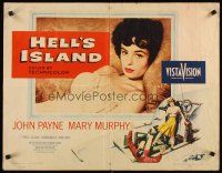 1z174 HELL'S ISLAND style A 1/2sh '55 John Payne, sexiest close up portrait of Mary Murphy!