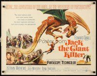 1z212 JACK THE GIANT KILLER 1/2sh '62 cool fantasy art of massive dragon carrying Kerwin Mathews!