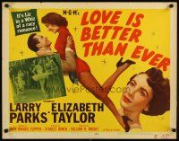 1z258 LOVE IS BETTER THAN EVER style B 1/2sh '52 Larry Parks & 3 great images of sexy LizTaylor!