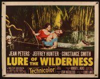 1z264 LURE OF THE WILDERNESS 1/2sh '52 sexy Jean Peters holding wounded Jeff Hunter in swamp!