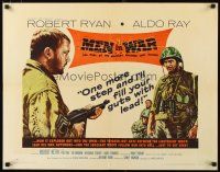 1z282 MEN IN WAR style A 1/2sh '57 art of Robert Ryan pointing gun at Aldo Ray, Korea War!