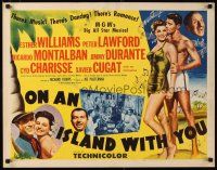 1z320 ON AN ISLAND WITH YOU style B 1/2sh '48 Esther Williams, Jimmy Durante, Lawford,Hirschfeld art
