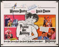 1z350 PROMISE HER ANYTHING 1/2sh '66 art of Warren Beatty w/fingers crossed & pretty Leslie Caron!