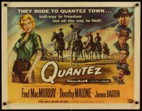 1z356 QUANTEZ 1/2sh '57 artwork of Fred MacMurray & sexy Dorothy Malone with torn shirt!