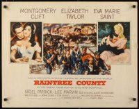 1z359 RAINTREE COUNTY style B 1/2sh '57 Montgomery Clift, Elizabeth Taylor & Eva Marie Saint!