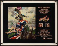 1z380 ROYAL FLASH 1/2sh '75 great art of uniformed Malcolm McDowell & sexy babe draped in flag!