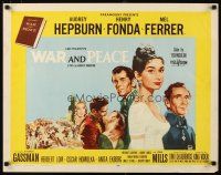1z482 WAR & PEACE 1/2sh '56 art of Audrey Hepburn, Henry Fonda & Mel Ferrer, Tolstoy!