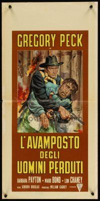 1z872 ONLY THE VALIANT Italian locandina R62 Rene artwork of Gregory Peck in action!
