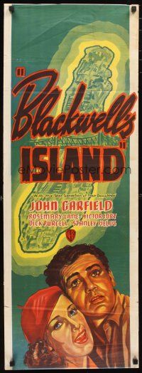 2a002 BLACKWELL'S ISLAND long Aust daybill '39 art of John Garfield & sexy Rosemary Lane!