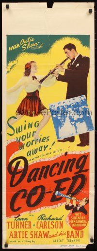 2a004 DANCING CO-ED long Aust daybill '39 art of super sexy dancing Lana Turner, Artie Shaw