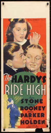 2a009 HARDYS RIDE HIGH long Aust daybill '39 Cecilia Parker, millionaire playboy Mickey Rooney!